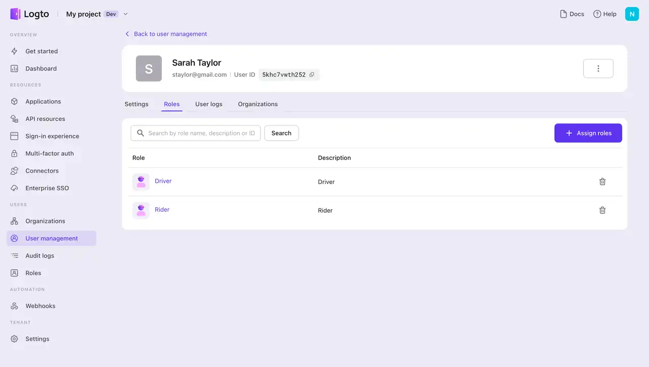 Sarah’s profile - roles