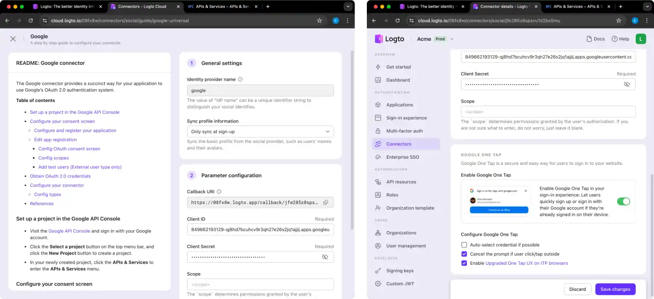 Setup social connection