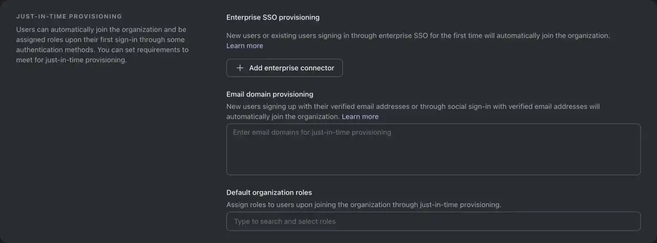 Organization JIT provisioning