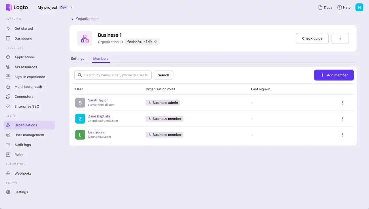 Organization onboarding
