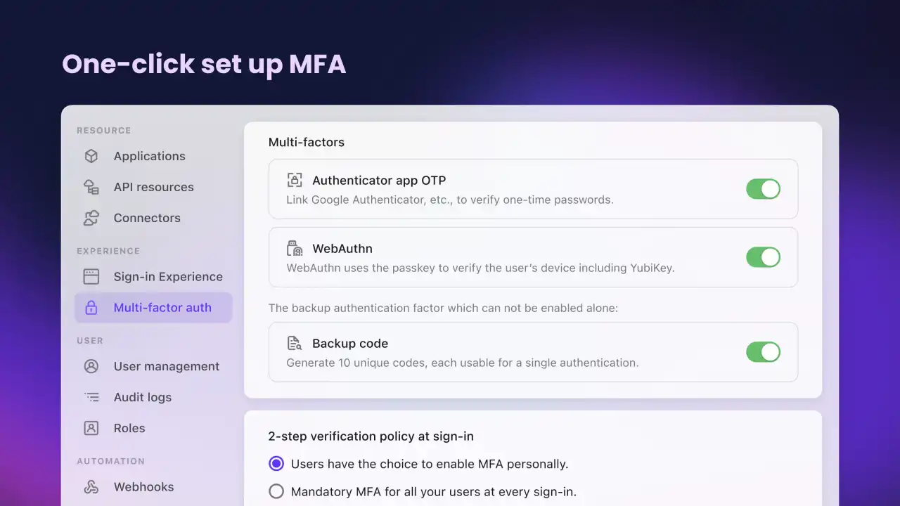 MFA integration with one-click