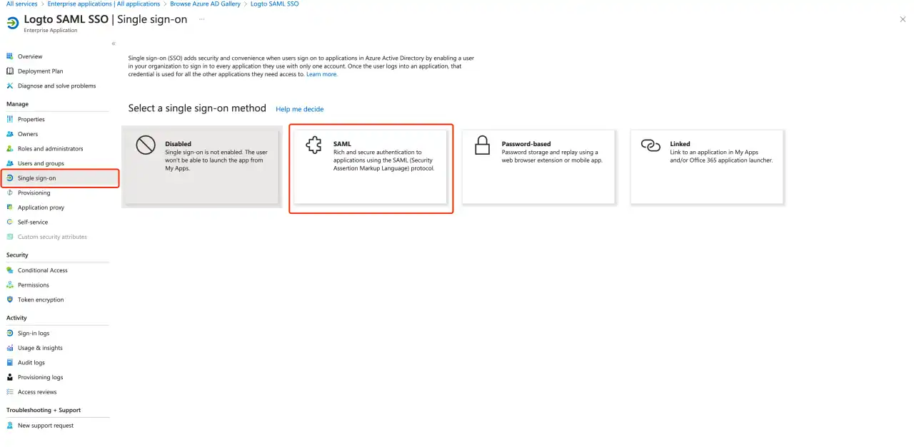 Init a SAML application