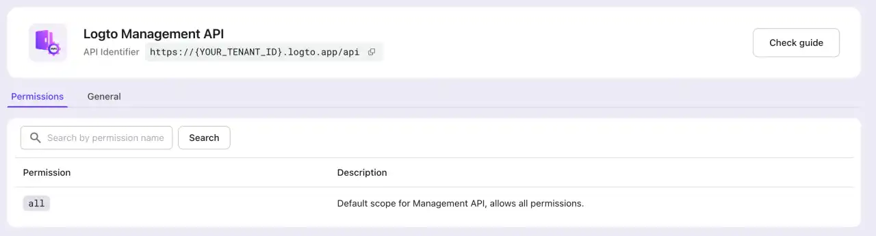 Logto management API - 2
