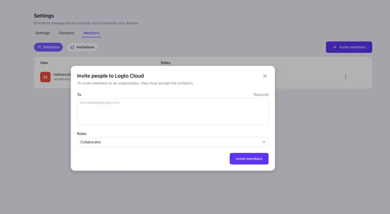 Invite members to Org