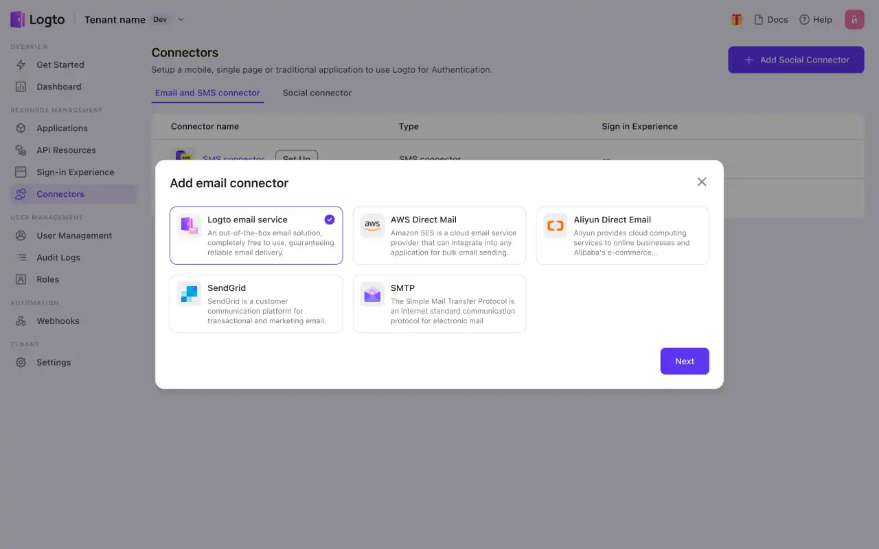Configure email services