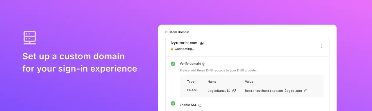 Custom domain banner