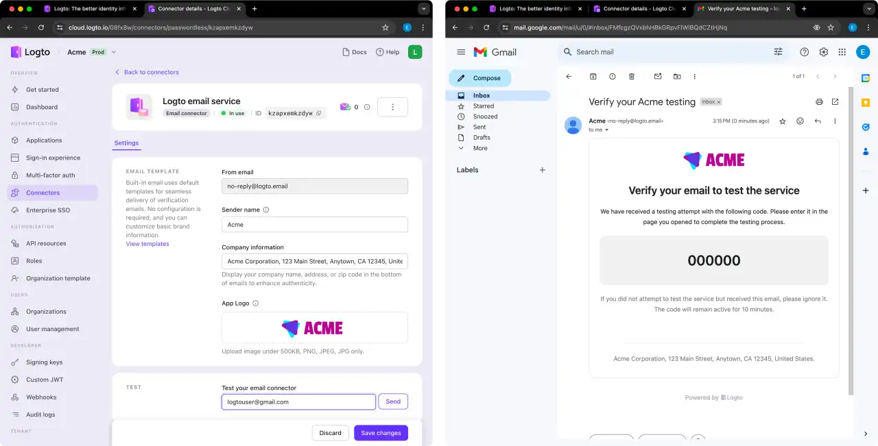 Setup email connection