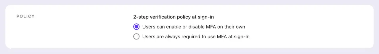 Logto MFA policy